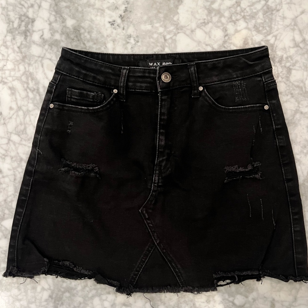 Extra Stretch Wax Jeans Black Denim Skirt - Medium - Picture 2 of 3